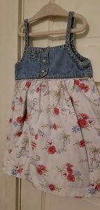 Toddlers denim and island print sundress